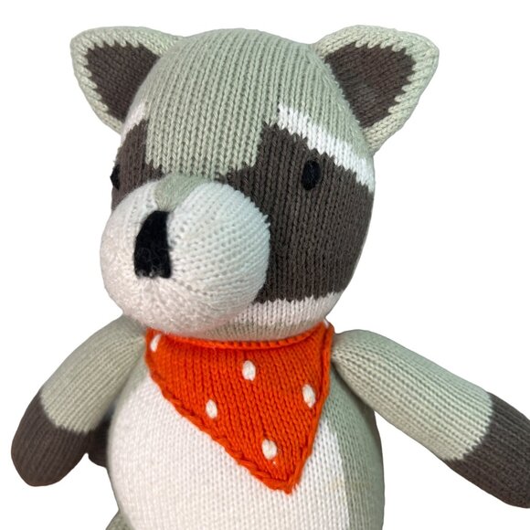 Pottery Barn Modern Baby Knit Raccoon Stuffed Animal Plush Toy 15” Tall - Picture 2 of 11